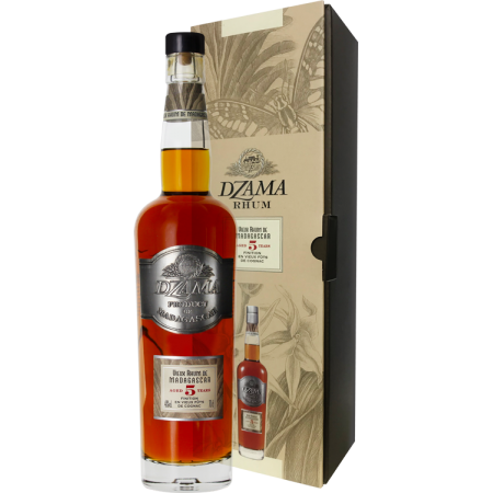 Vieux Rhum  de Madagascar - Dzama - 5 ans -Finition Vieux Fûts de Cognac - 40 °