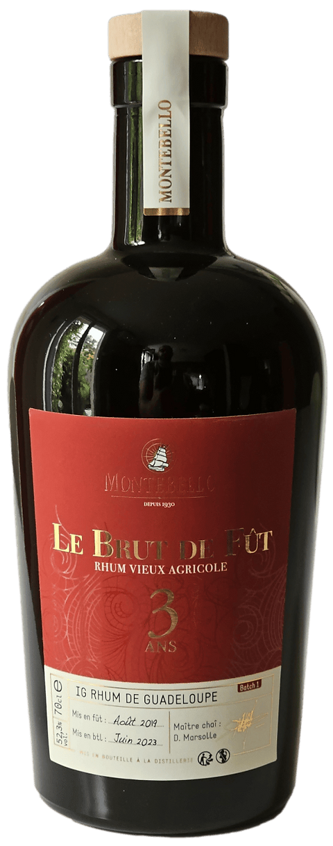 Montebello - Le brut de fût 3 ans - IG Rhum Guadeloupe - 52,3°